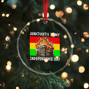 Juneteenth Is My Independence Day Crystal Glass Ornament Bold Afro Liberation Pan-African Flag TS02 Print Your Wear