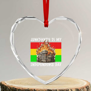 Juneteenth Is My Independence Day Heart Crystal Glass Ornament Bold Afro Liberation Pan-African Flag TS02 Transparent Glass 3'' Heart Print Your Wear