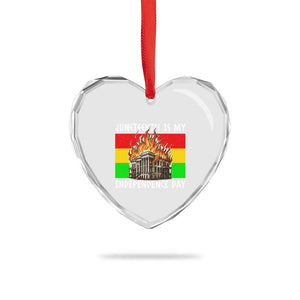 Juneteenth Is My Independence Day Heart Crystal Glass Ornament Bold Afro Liberation Pan-African Flag TS02 Print Your Wear