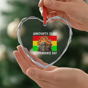 Juneteenth Is My Independence Day Heart Crystal Glass Ornament Bold Afro Liberation Pan-African Flag TS02 Print Your Wear
