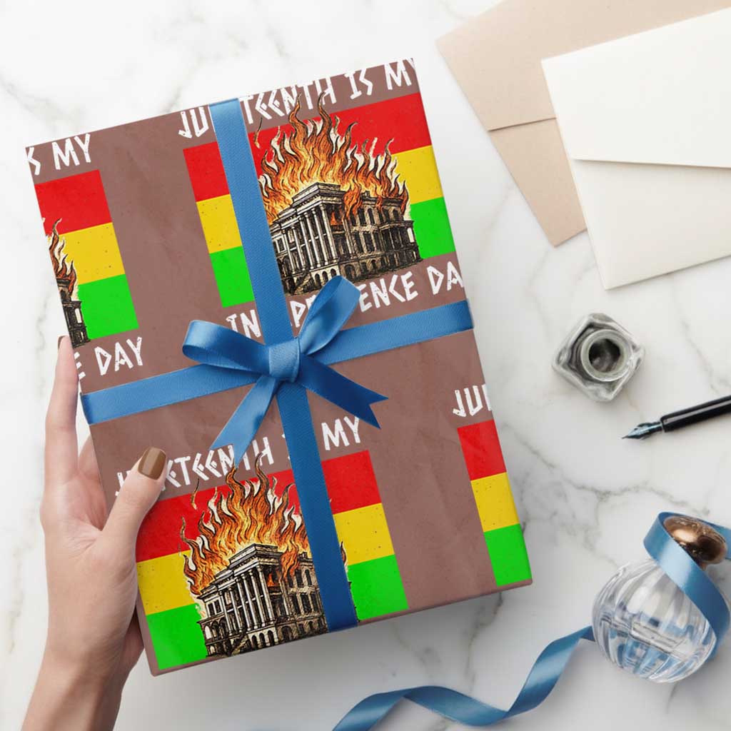 Juneteenth Is My Independence Day Wrapping Paper Roll Bold Afro Liberation Pan-African Flag TS02 Mocha Print Your Wear