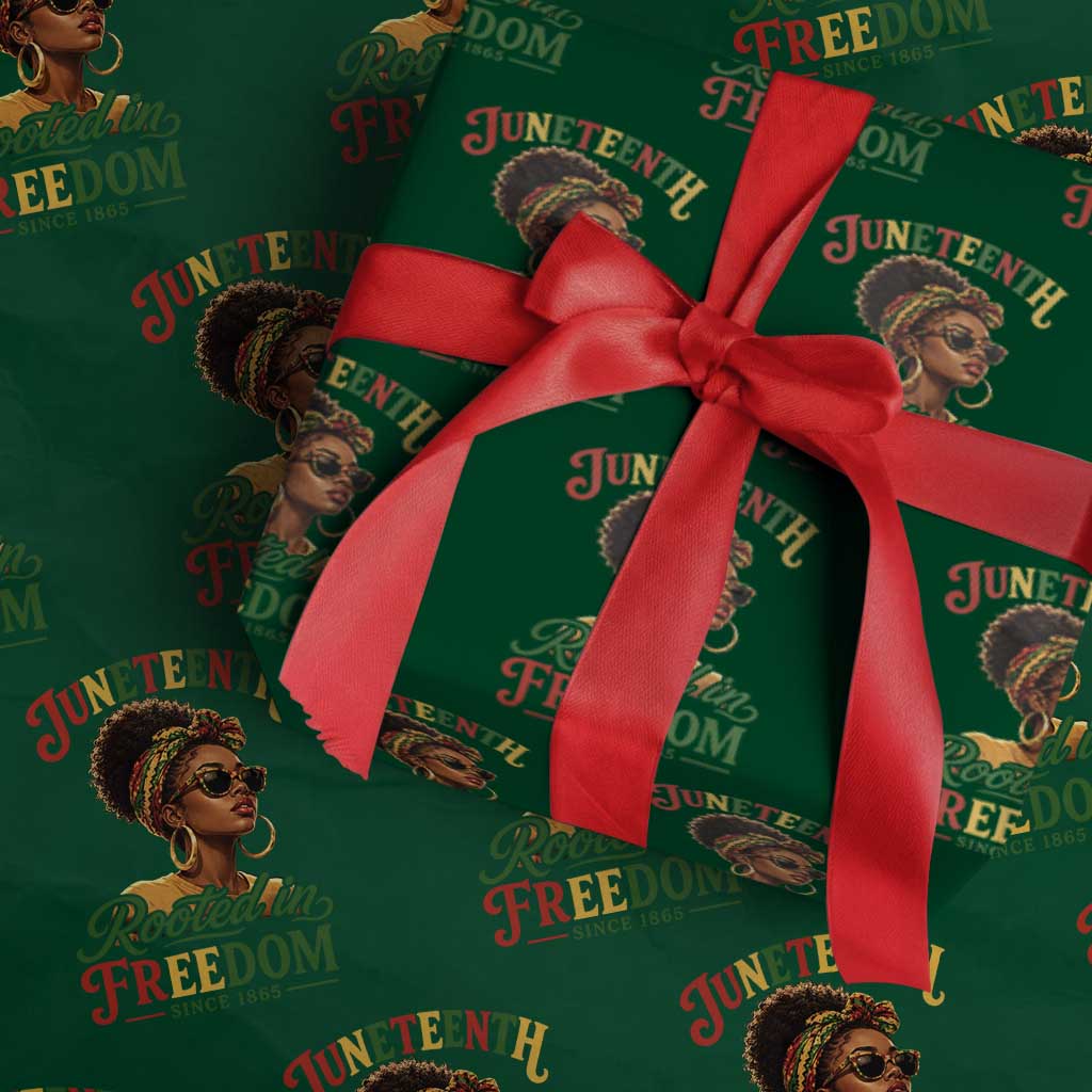 Juneteenth Rooted In Freedom Since 1865 Wrapping Paper Roll Black Women African American TS11 Green Print Your Wear