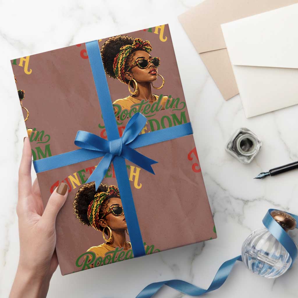 Juneteenth Rooted In Freedom Since 1865 Wrapping Paper Roll Black Women African American TS11 Mocha Print Your Wear