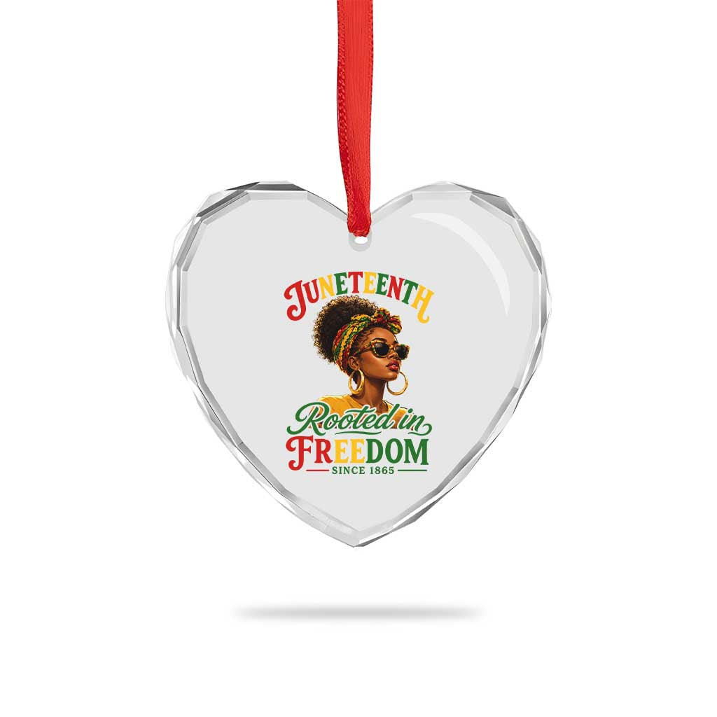 Juneteenth Rooted In Freedom Since 1865 Heart Crystal Glass Ornament Black Women African American TS11 Print Your Wear