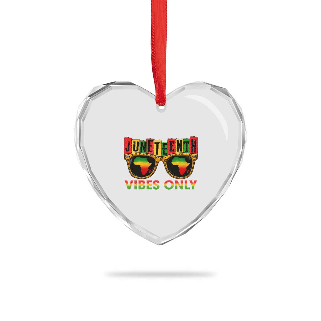 Juneteenth Vibes Only Heart Crystal Glass Ornament Afro Pride Sunglasses Black History Celebration TS02 Print Your Wear