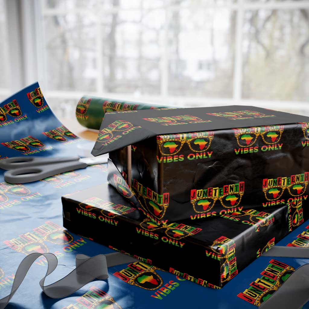 Juneteenth Vibes Only Wrapping Paper Roll Afro Pride Sunglasses Black History Celebration TS02 Black Print Your Wear