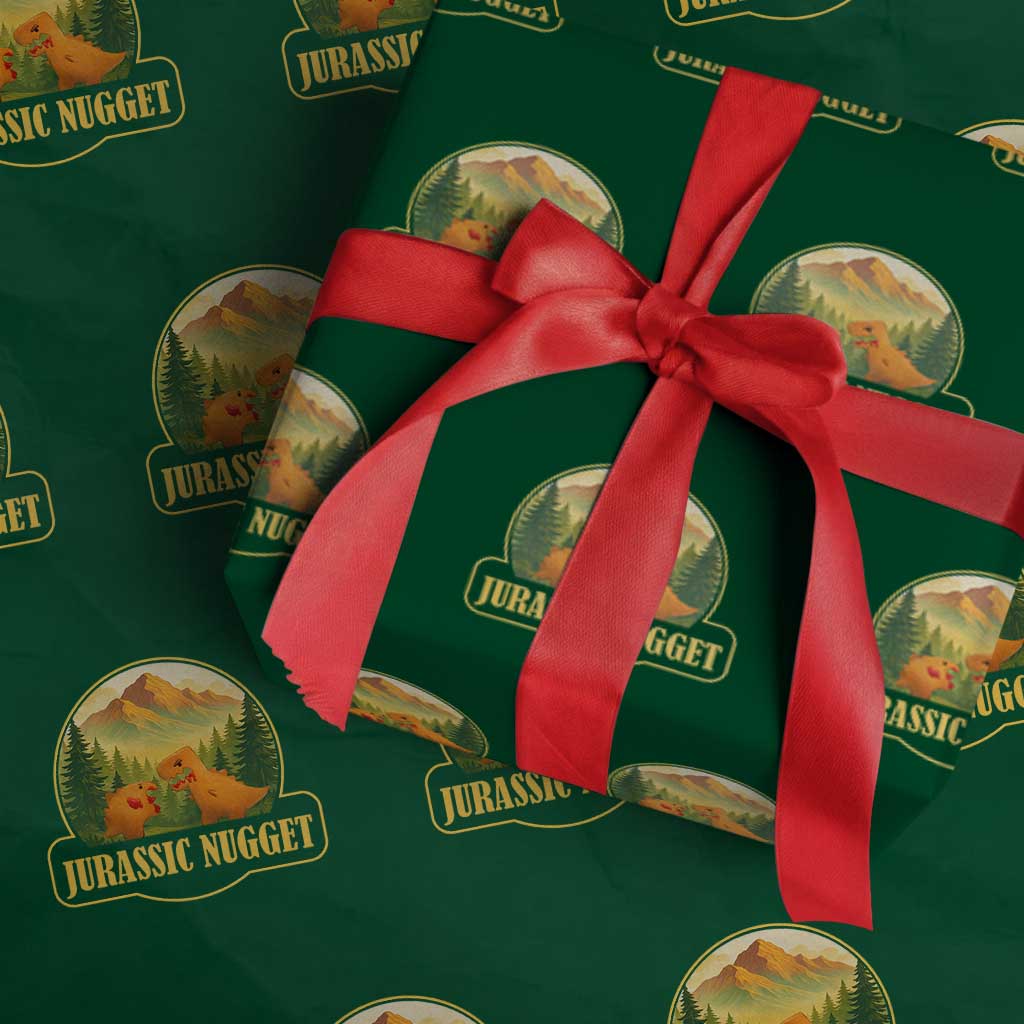Jurassic Nugget World Dino Wrapping Paper Roll Nugget Lover Gift TS12 Green Print Your Wear