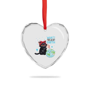 Just A Cat Who Loves The Earth Heart Crystal Glass Ornament Earth Day Cat Lover Gift TS12 Print Your Wear