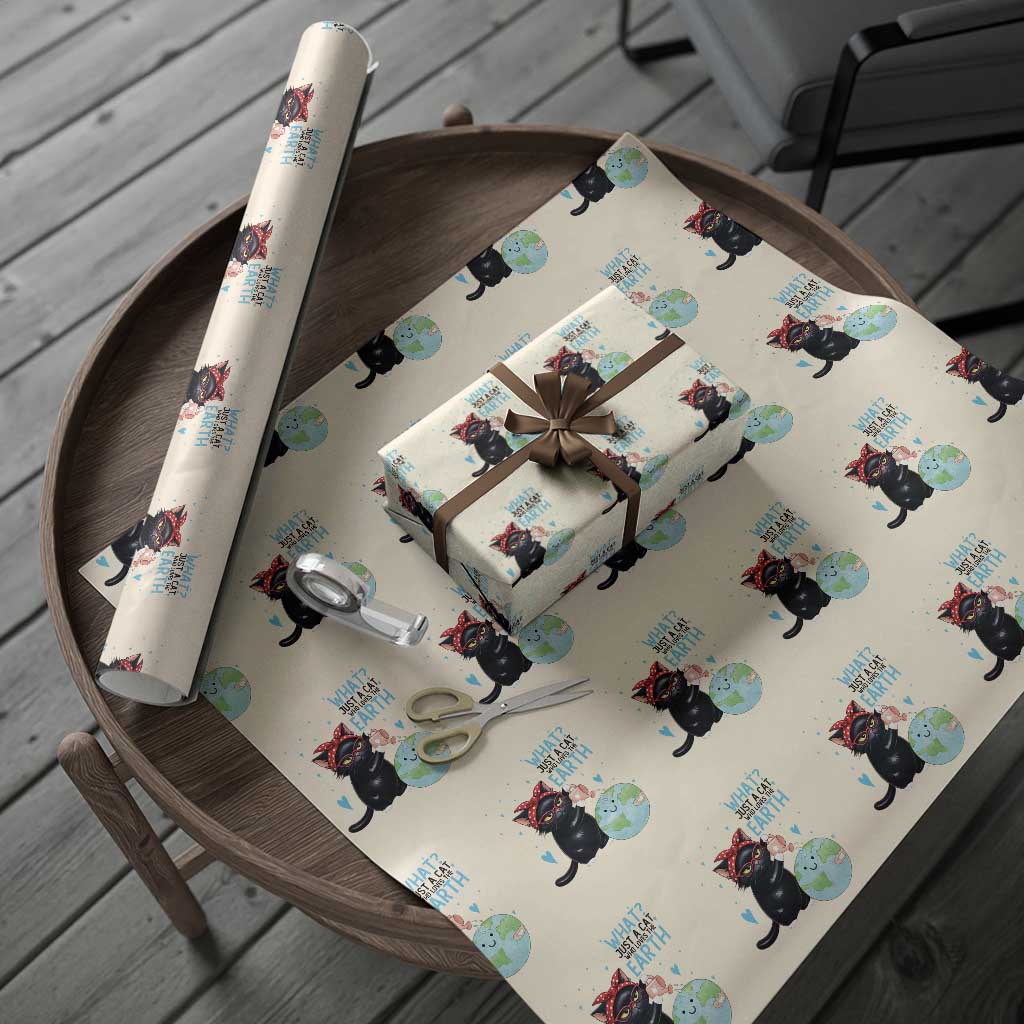 Just A Cat Who Loves The Earth Wrapping Paper Roll Earth Day Cat Lover Gift TS12 Beige Print Your Wear