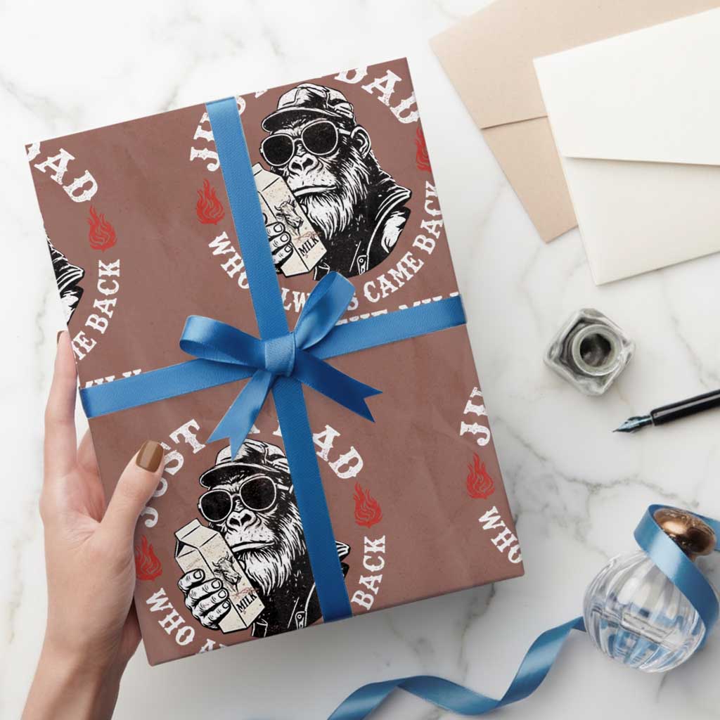 Just A Dad Who Always Came Back With The Milk Funny Bigfoot Father's Day Wrapping Paper Roll TS11 Mocha Print Your Wear
