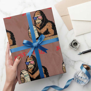 Just A Dad Who Always Came Back With The Milk Wrapping Paper Roll Funny Fathers Day Bigfoot Sasquatch Lovers TS10 Mocha Print Your Wear