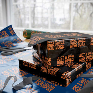 Just A Dad Who Loves New York Wrapping Paper Roll Funny Basketball Fan Gift