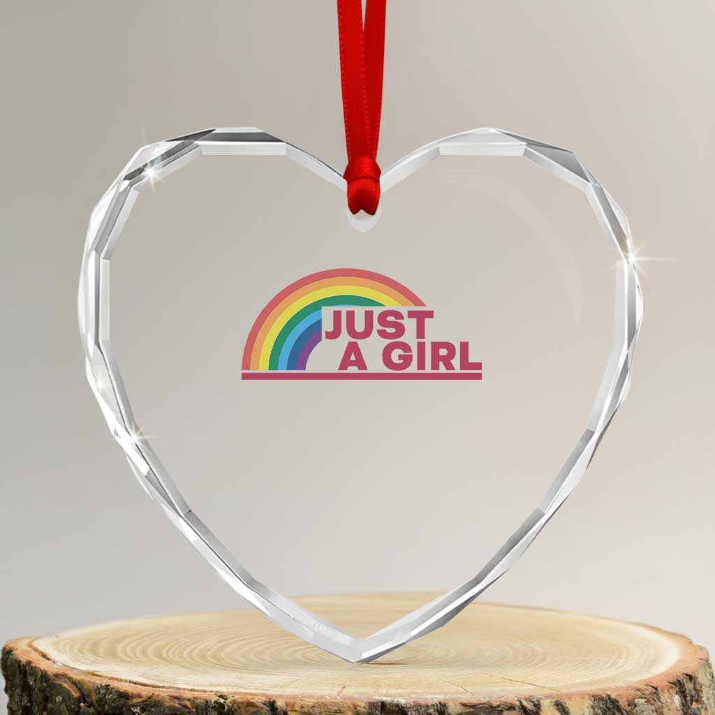 Just A Girl LGBTQ Pride Month Heart Crystal Glass Ornament TS14 Transparent Glass 3'' Heart Print Your Wear