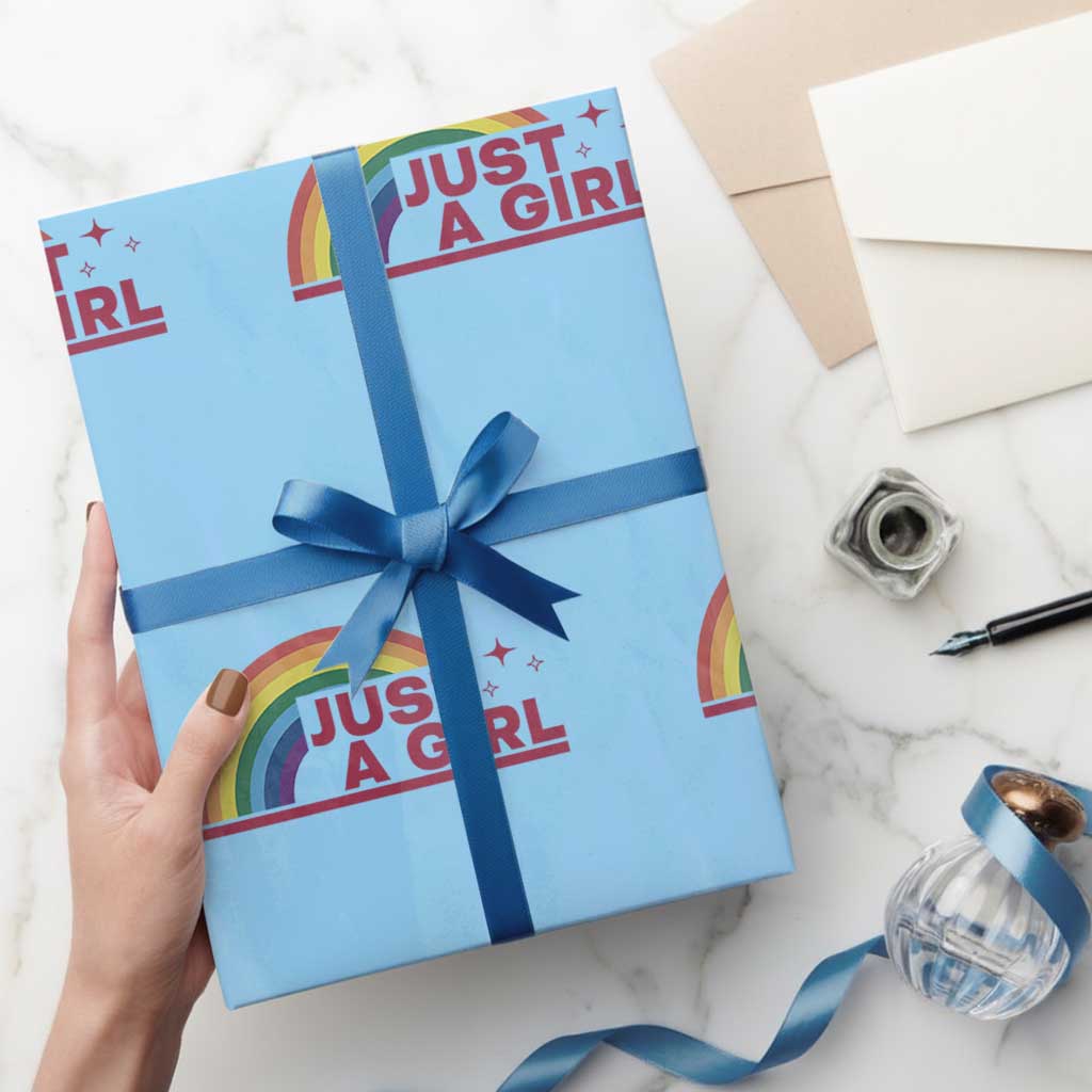 Just A Girl LGBTQ Pride Month Wrapping Paper Roll TS14 Light Blue Print Your Wear