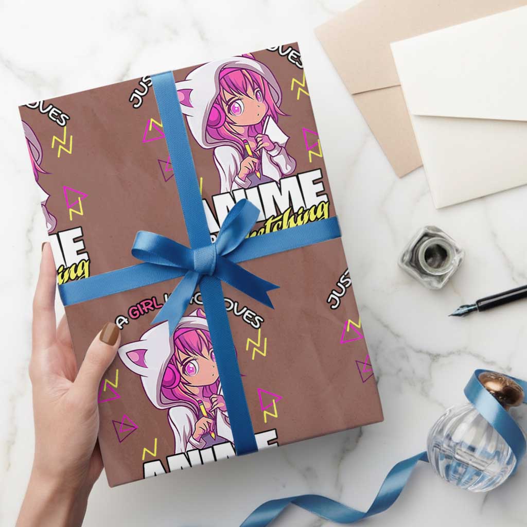 Just A Girl Who Loves Anime and Sketching Wrapping Paper Roll Japan Kawaii Otaku Manga Lover TS02 Mocha Print Your Wear