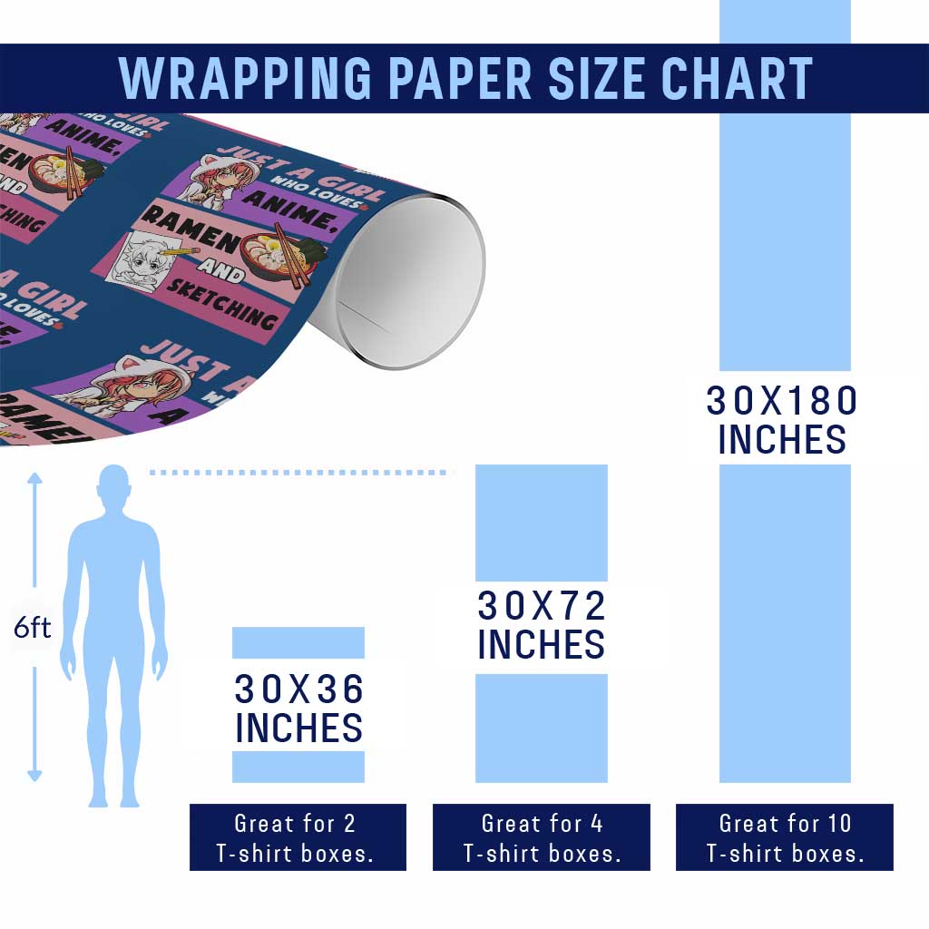 Just A Girl Who Loves Anime Ramen And Sketching Wrapping Paper Roll Cute Japan Kawaii Otaku Manga Lover TS02 Print Your Wear