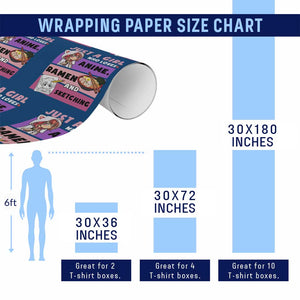 Just A Girl Who Loves Anime Ramen And Sketching Wrapping Paper Roll Cute Japan Kawaii Otaku Manga Lover TS02 Print Your Wear