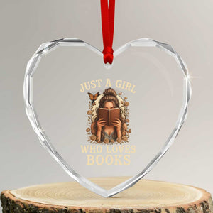 Just A Girl Who Loves Books Heart Crystal Glass Ornament Funny Bookworm Quote TS12 Transparent Glass 3'' Heart Print Your Wear