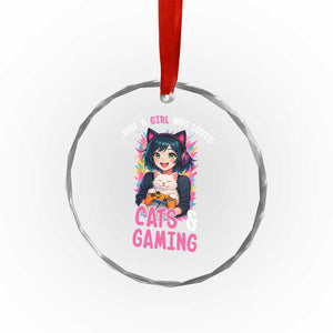 Just A Girl Who Loves Cats And Gaming Crystal Glass Ornament Cute Gamer Gift TS12 Print Your Wear