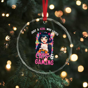 Just A Girl Who Loves Cats And Gaming Crystal Glass Ornament Cute Gamer Gift TS12 Print Your Wear