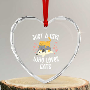 Just A Girl Who Loves Cats Heart Crystal Glass Ornament Cute Kittens Pet Lover TS12 Transparent Glass 3'' Heart Print Your Wear