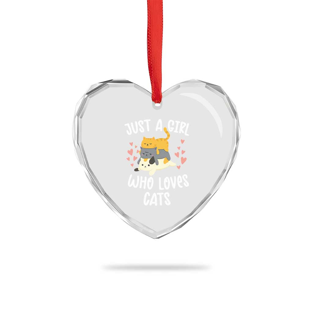 Just A Girl Who Loves Cats Heart Crystal Glass Ornament Cute Kittens Pet Lover TS12 Print Your Wear
