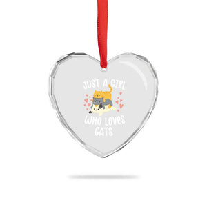 Just A Girl Who Loves Cats Heart Crystal Glass Ornament Cute Kittens Pet Lover TS12 Print Your Wear