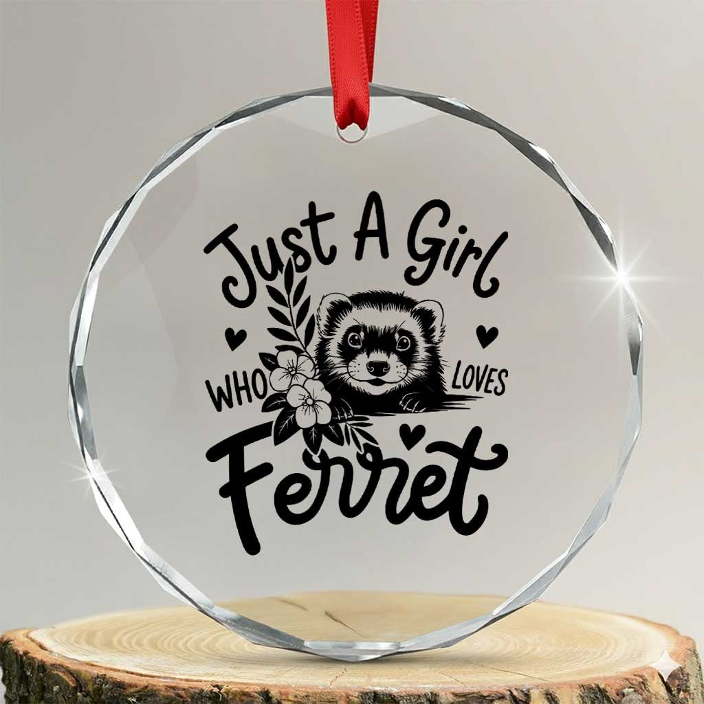 Just a Girl Who Loves Ferrets Crystal Glass Ornament Exotic Pet Owner Gift TS12 Transparent Glass 3'' Circle Print Your Wear