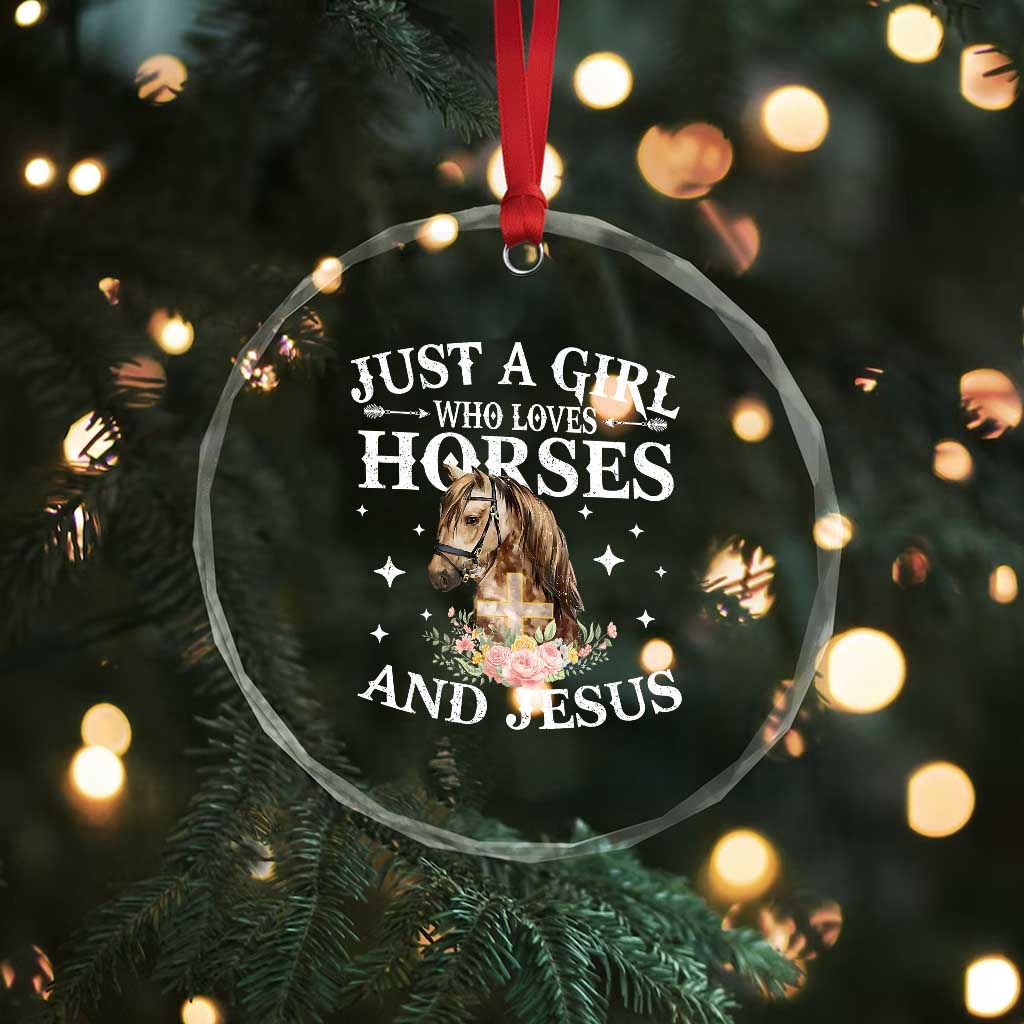 Just A Girl Who Loves Horses And Jesus Crystal Glass Ornament Christian Girls Horse TS11 Print Your Wear