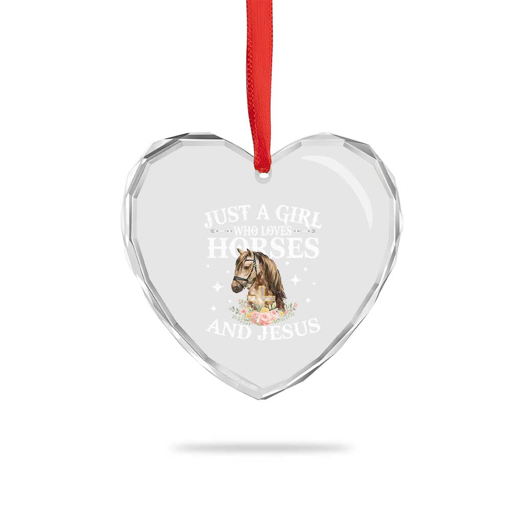 Just A Girl Who Loves Horses And Jesus Heart Crystal Glass Ornament Christian Girls Horse TS11 Print Your Wear