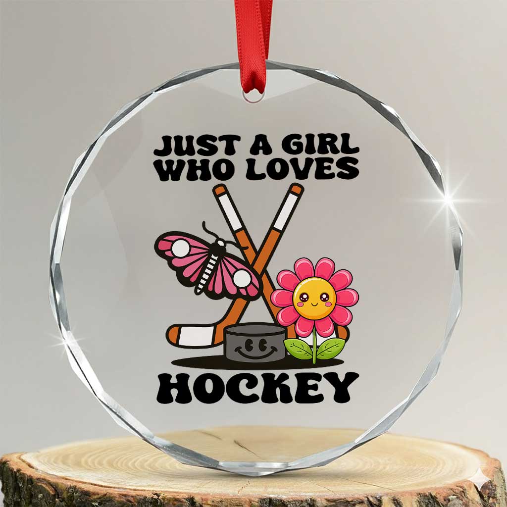 Just A Girl Who Loves Ice Hockey Crystal Glass Ornament Sports Lover Gift TS12 Transparent Glass 3'' Circle Print Your Wear