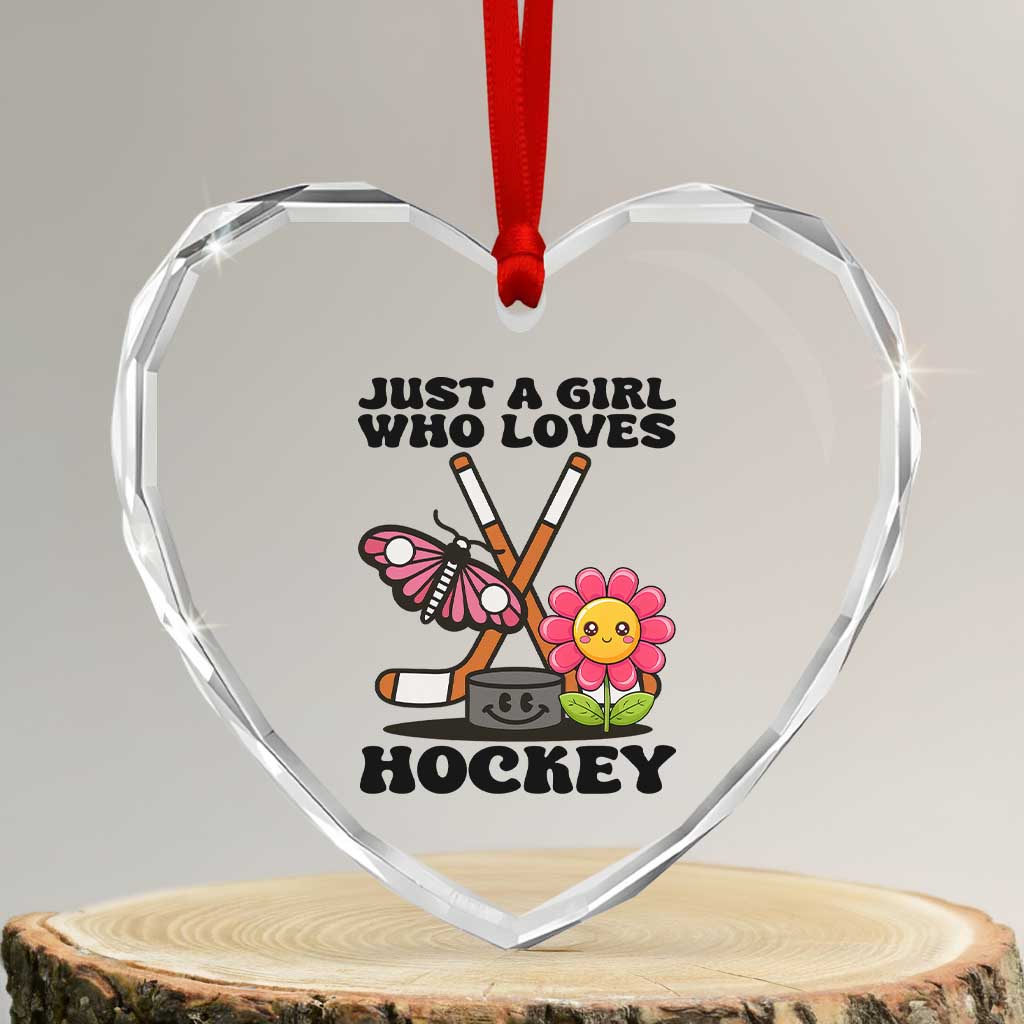 Just A Girl Who Loves Ice Hockey Heart Crystal Glass Ornament Sports Lover Gift TS12 Transparent Glass 3'' Heart Print Your Wear