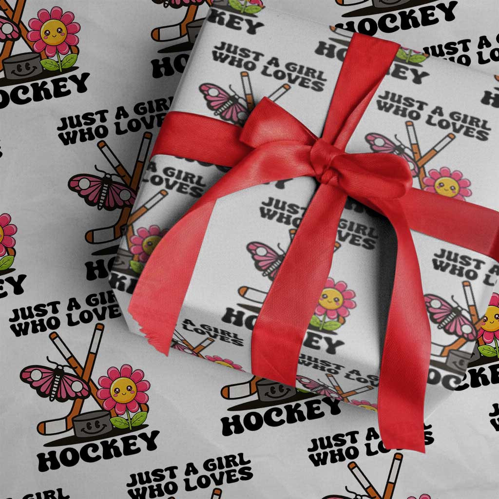 Just A Girl Who Loves Ice Hockey Wrapping Paper Roll Sports Lover Gift TS12 White Print Your Wear
