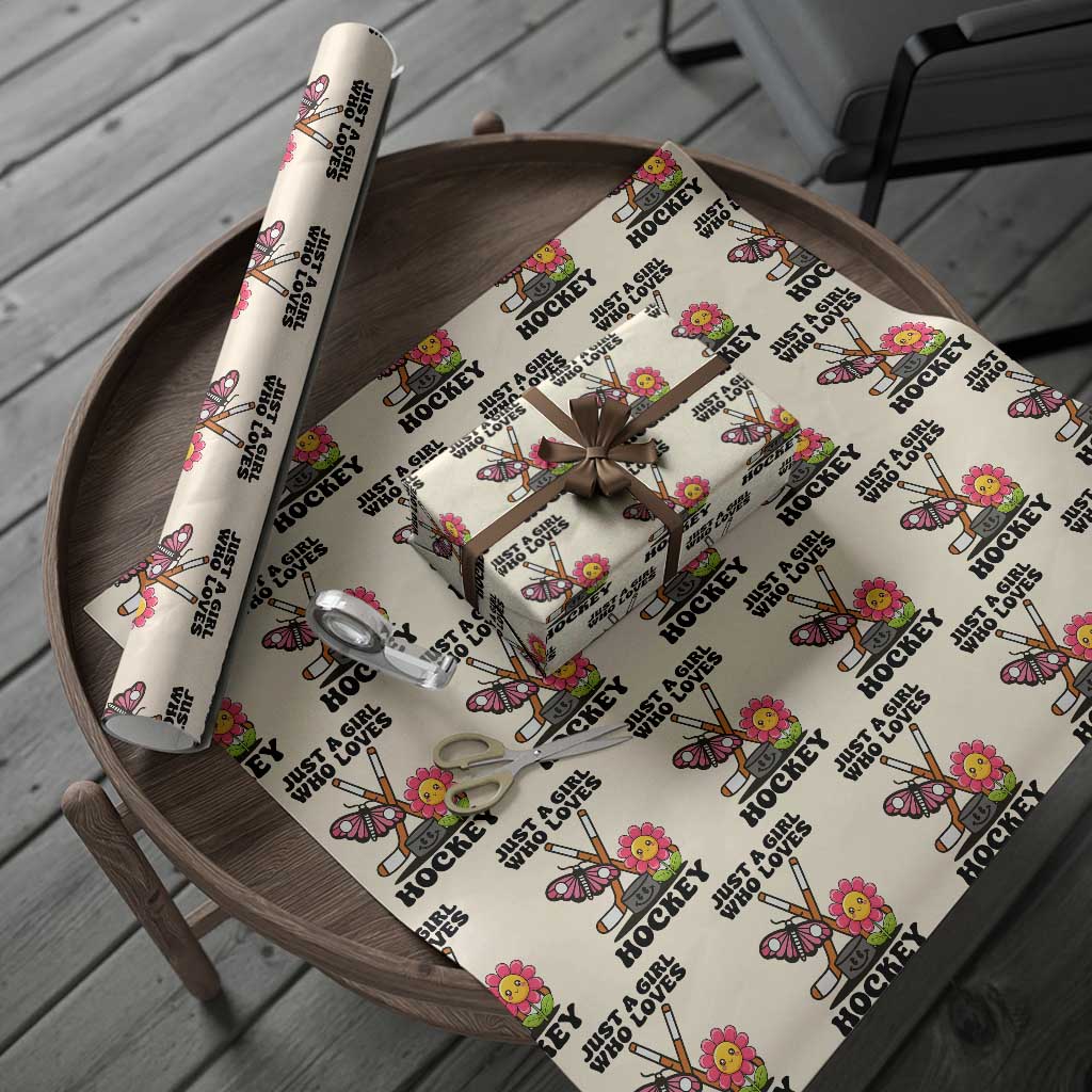 Just A Girl Who Loves Ice Hockey Wrapping Paper Roll Sports Lover Gift TS12 Beige Print Your Wear