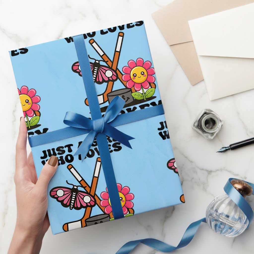 Just A Girl Who Loves Ice Hockey Wrapping Paper Roll Sports Lover Gift TS12 Light Blue Print Your Wear
