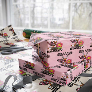 Just A Girl Who Loves Ice Hockey Wrapping Paper Roll Sports Lover Gift TS12 Light Pink Print Your Wear