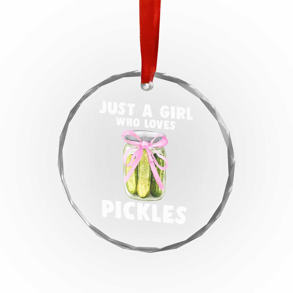 Just a Girl Who Loves Pickles Crystal Glass Ornament Pickle Jars with Coquette Bow TS10 Print Your Wear