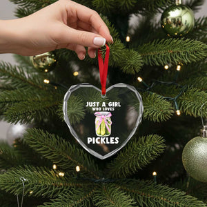 Just a Girl Who Loves Pickles Heart Crystal Glass Ornament Pickle Jars with Coquette Bow TS10 Print Your Wear