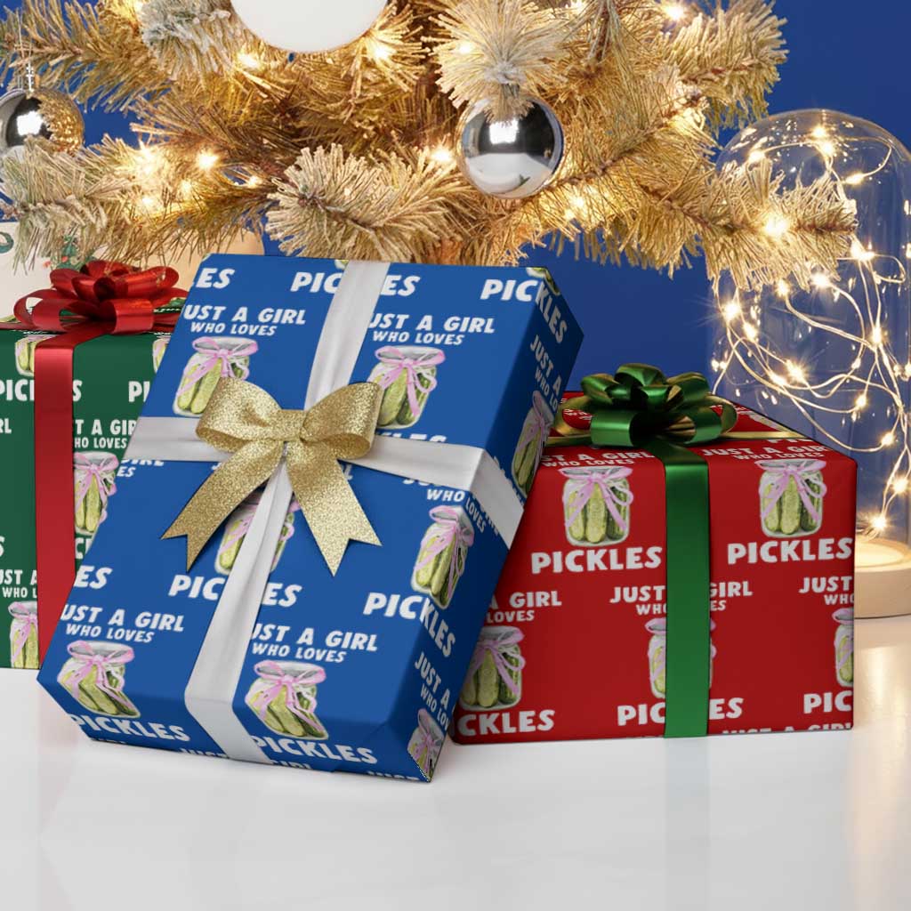 Just a Girl Who Loves Pickles Wrapping Paper Roll Pickle Jars with Coquette Bow TS10 Print Your Wear