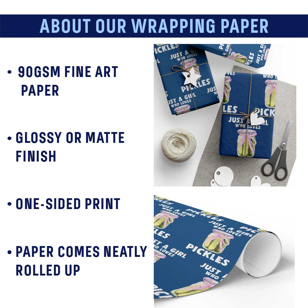 Just a Girl Who Loves Pickles Wrapping Paper Roll Pickle Jars with Coquette Bow TS10 Print Your Wear