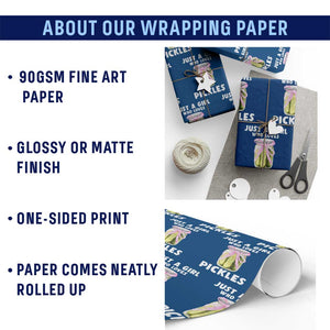 Just a Girl Who Loves Pickles Wrapping Paper Roll Pickle Jars with Coquette Bow TS10 Print Your Wear
