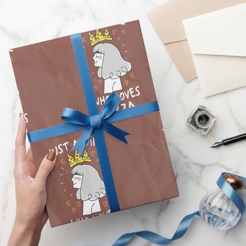 Just A Girl Who Loves Pizza Wrapping Paper Roll Cute Queen Pizza Crown TS12 Mocha Print Your Wear