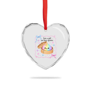 Just A Girl Who Loves Squishies Heart Crystal Glass Ornament Cute Dumpling Graphic Coquette Bow Girls TS10 Print Your Wear