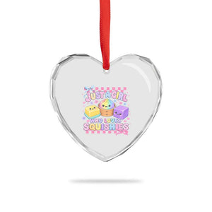 Just A Girl Who Loves Squishies Heart Crystal Glass Ornament Cute Kawaii Dumpling Graphic Coquette Bow Girls