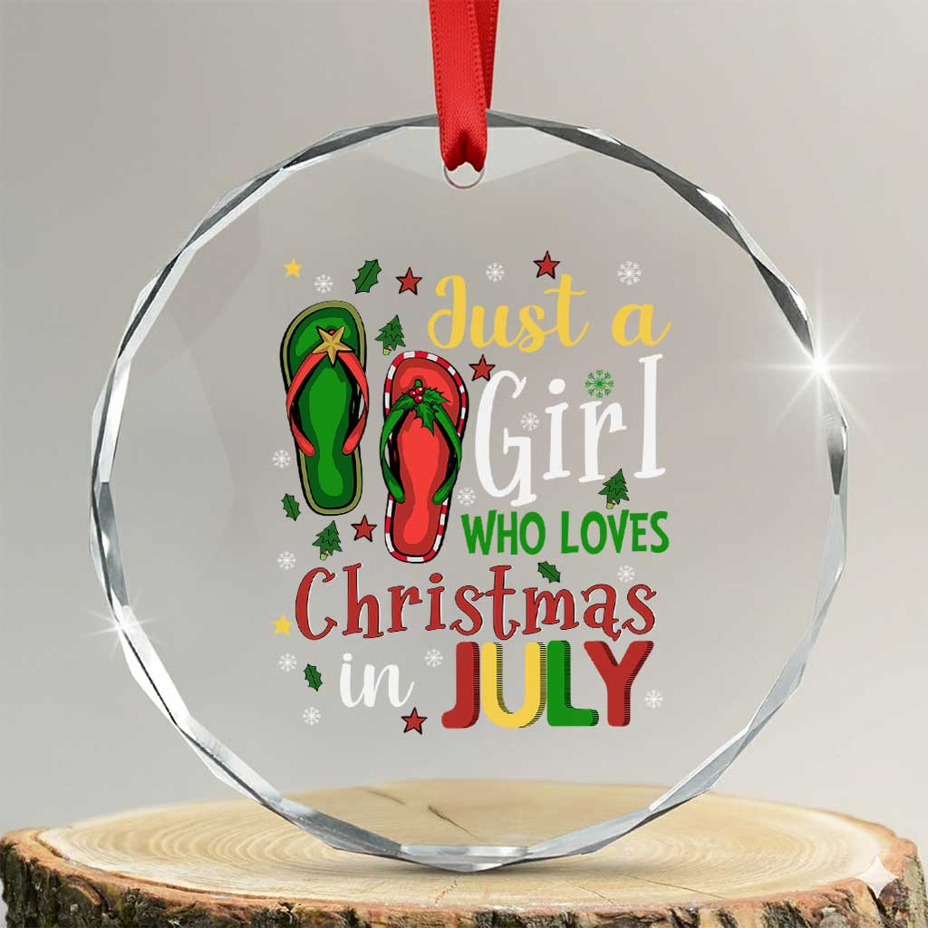 Just A Girl Who Loves Xmas In July Crystal Glass Ornament TS09 Transparent Glass 3'' Circle Print Your Wear