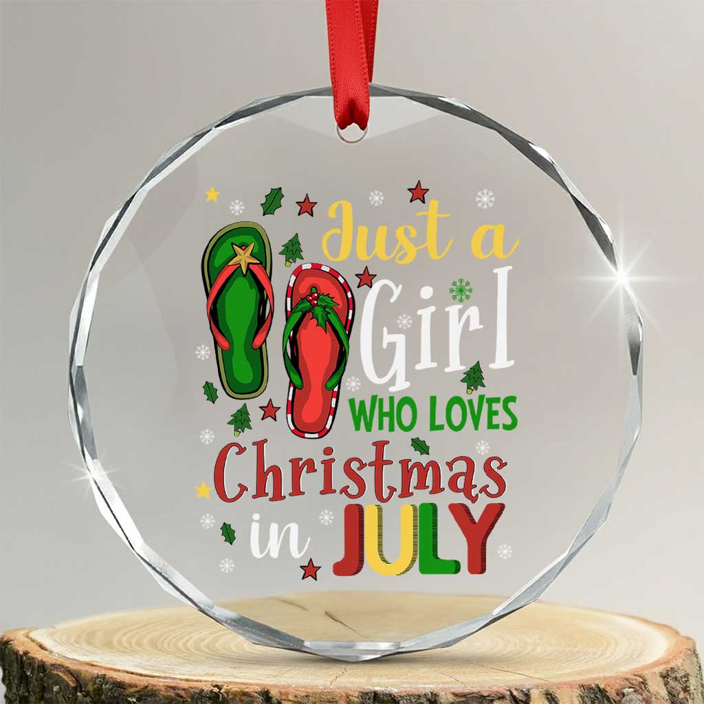Just A Girl Who Loves Xmas In July Crystal Glass Ornament TS09 Transparent Glass 3'' Circle Print Your Wear