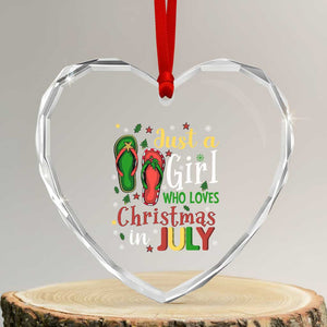 Just A Girl Who Loves Xmas In July Heart Crystal Glass Ornament TS09 Transparent Glass 3'' Heart Print Your Wear