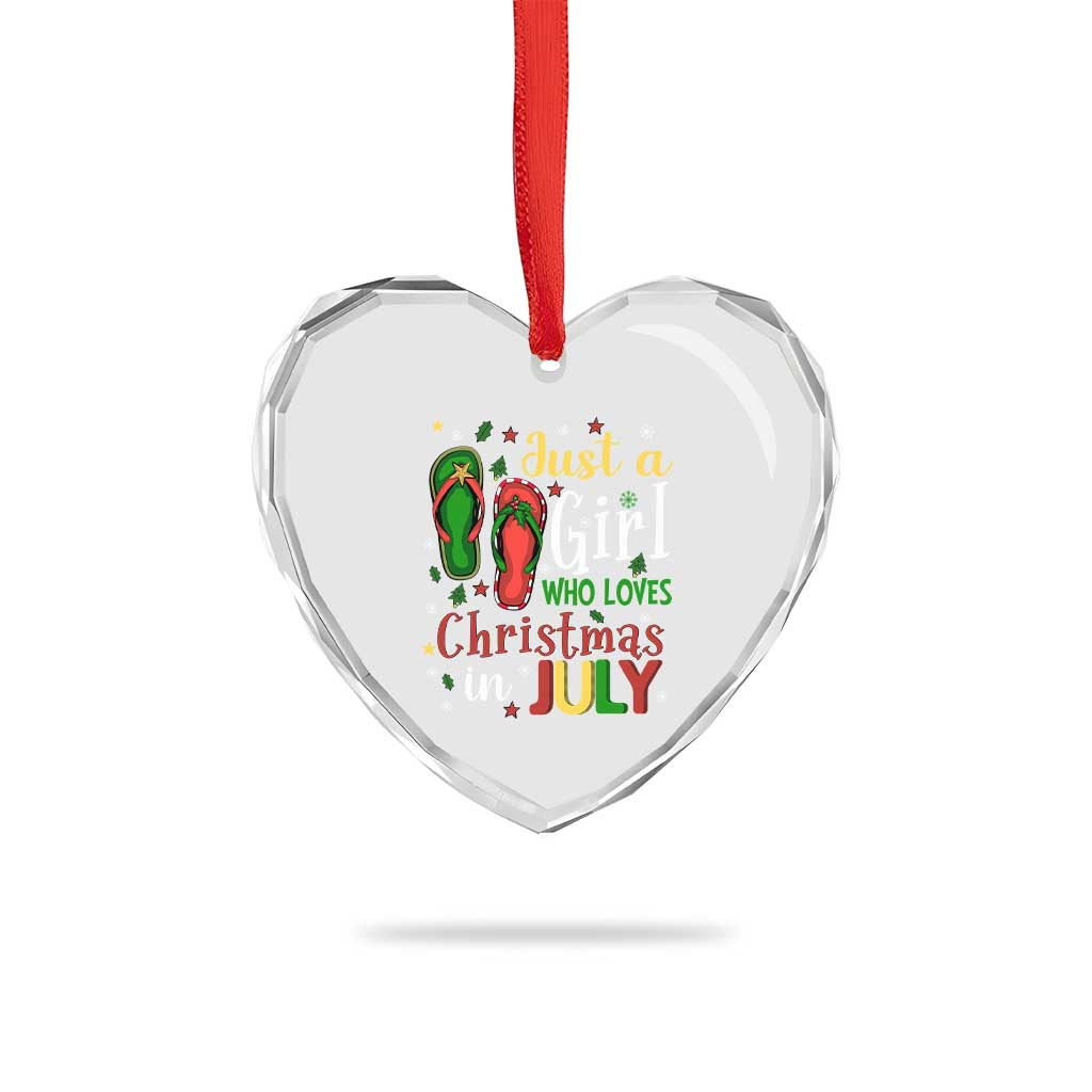 Just A Girl Who Loves Xmas In July Heart Crystal Glass Ornament TS09 Print Your Wear