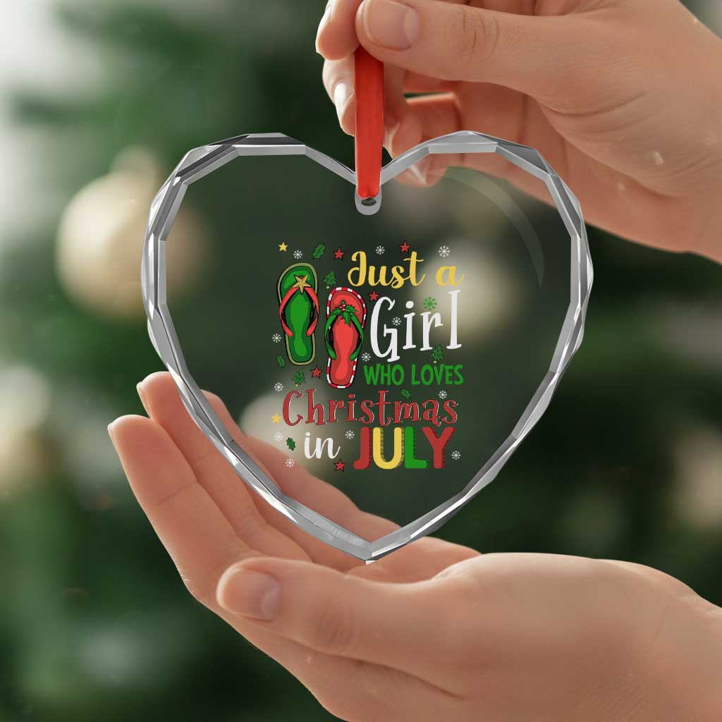 Just A Girl Who Loves Xmas In July Heart Crystal Glass Ornament TS09 Print Your Wear