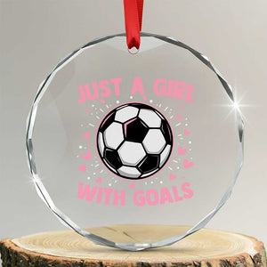 Just A Girl With Goals Crystal Glass Ornament Soccer Player Girl TS12 Transparent Glass 3'' Circle Print Your Wear